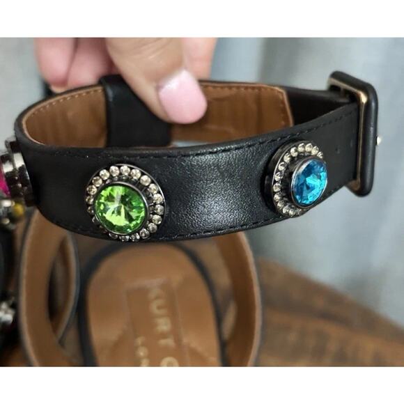 Kurt Geiger London Octavia Black Leather colorful Jeweled Block heel Size 8 - Picture 11 of 16